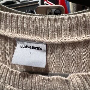 Bums & Roses Women's Beige Crew Neck Sweater
